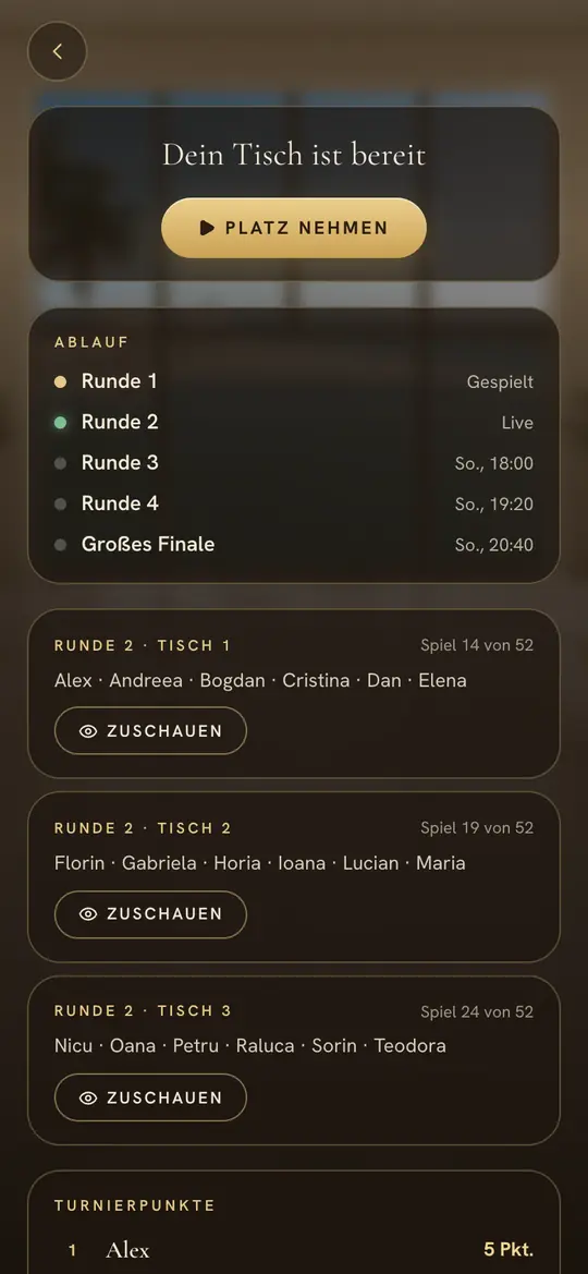 Samstag: dein Tisch ist bereit, und jedem Tisch kann man zuschauen