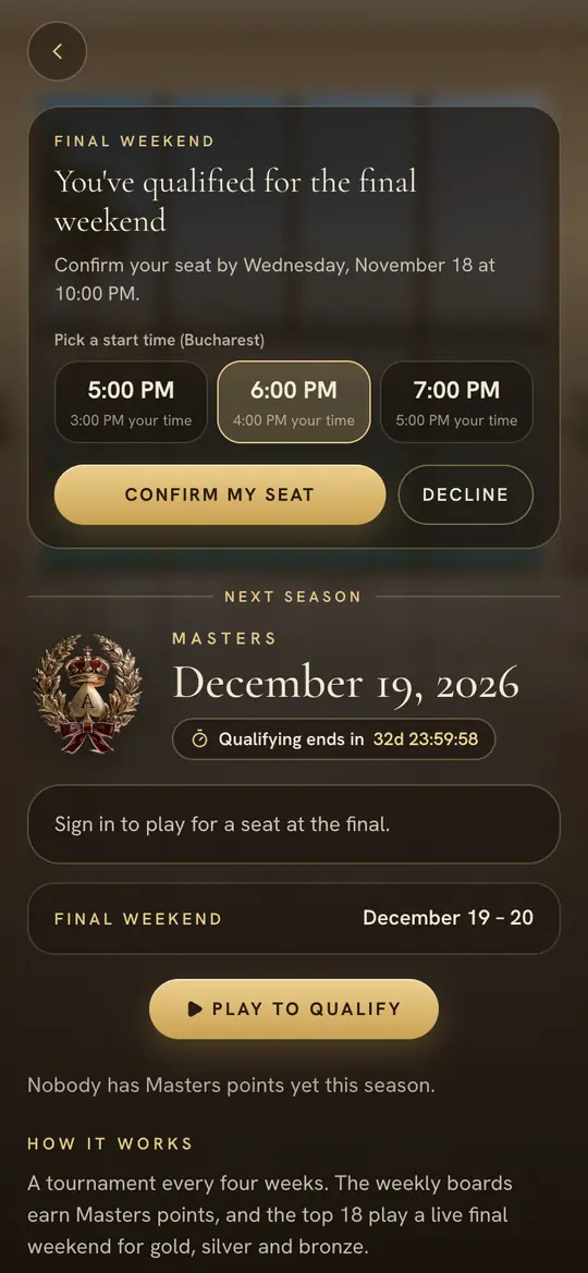 The invitation: confirm your seat and vote for the start