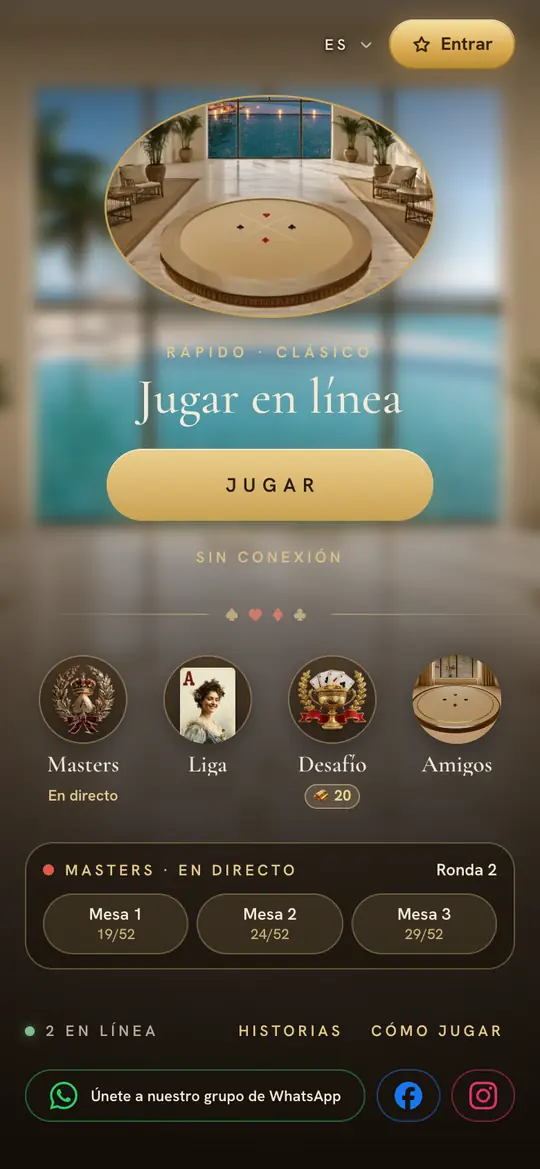 La pantalla de inicio durante una ronda: toca una mesa para verla