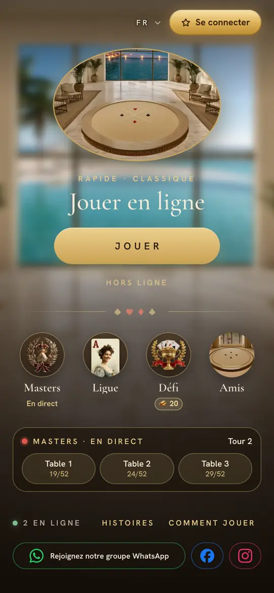 L’écran d’accueil pendant un tour : touchez une table pour la regarder