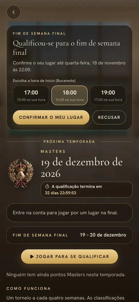 O convite: confirme o seu lugar e vote na hora de início