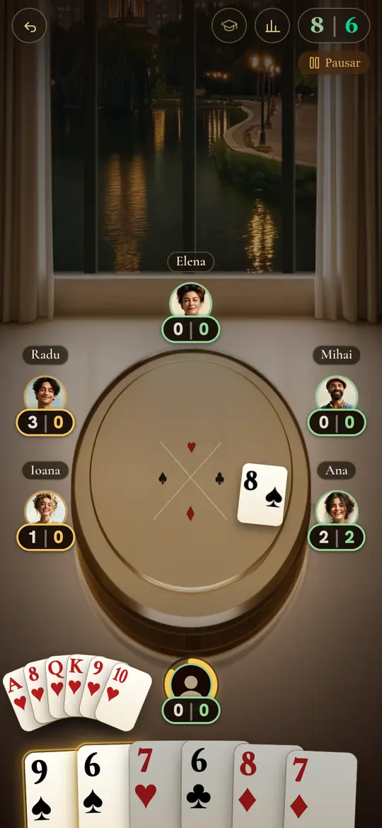 Um jogo do Masters: o jogo clássico longo, seis à mesa