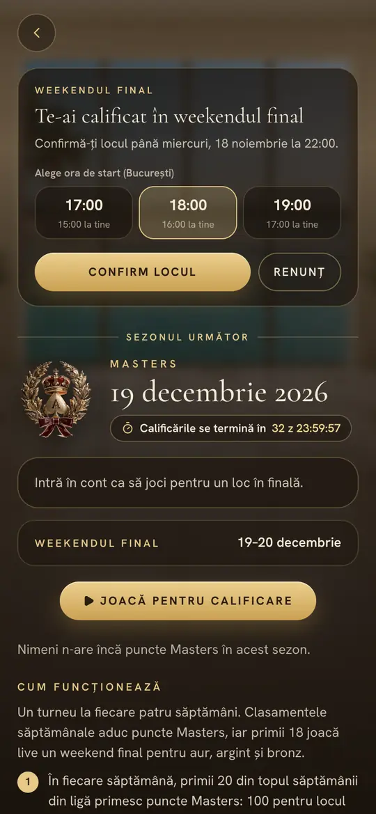 Invitația: îți confirmi locul și votezi ora de start